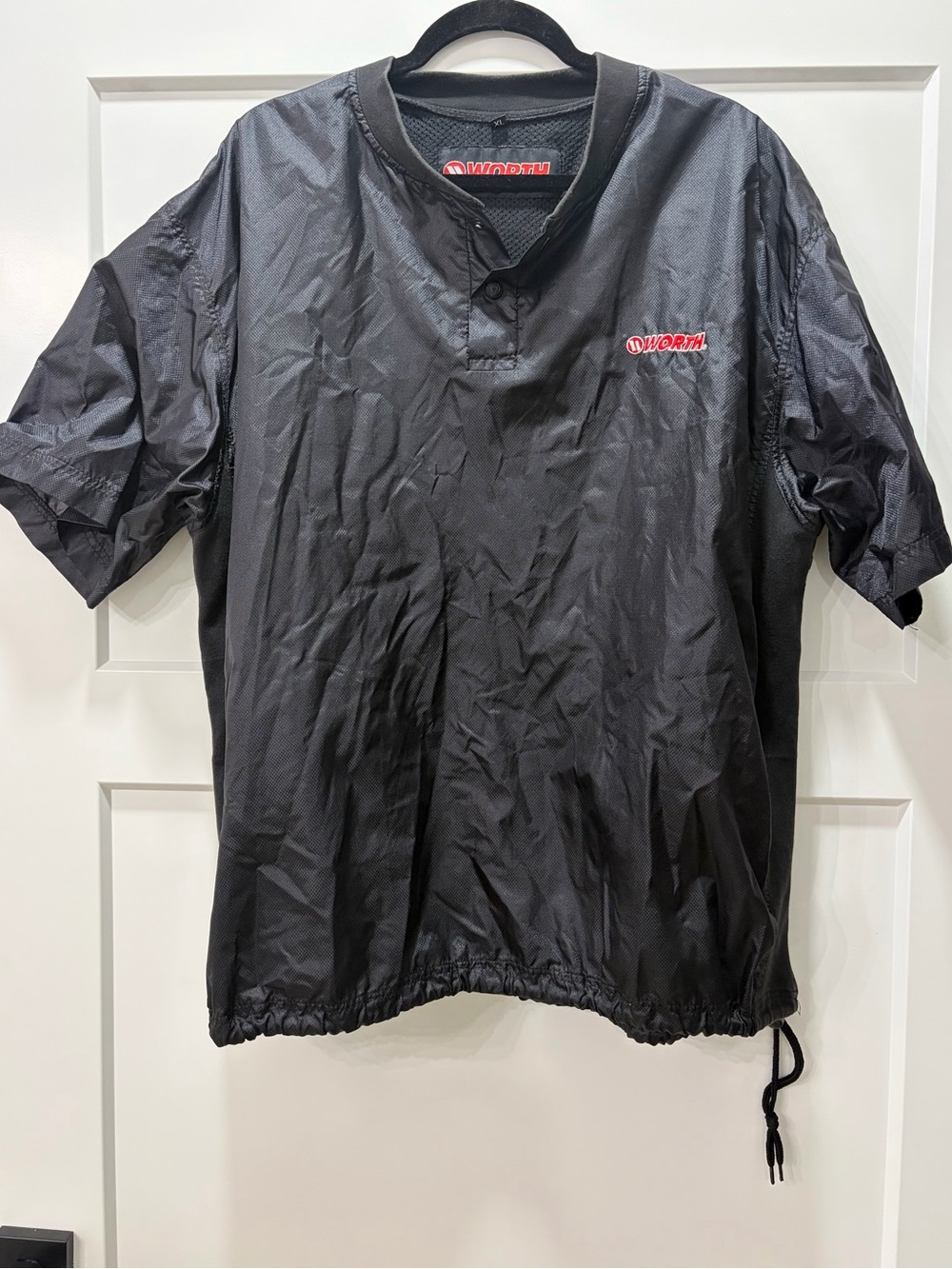Worth Men's Lightweight Black V-Neck Pullover Short Sleeve Baseball Top XL